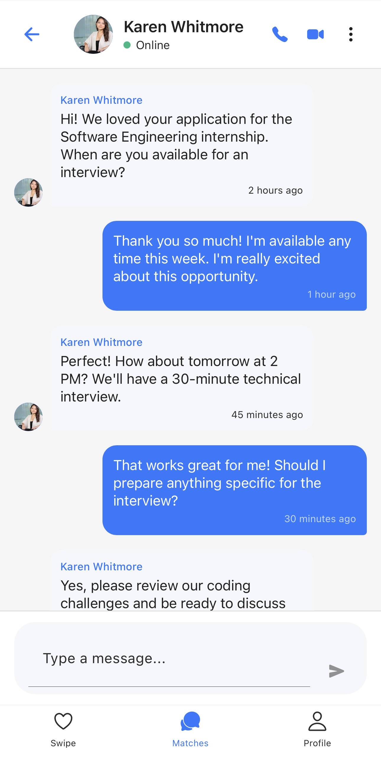 Fliptern Chat Interface