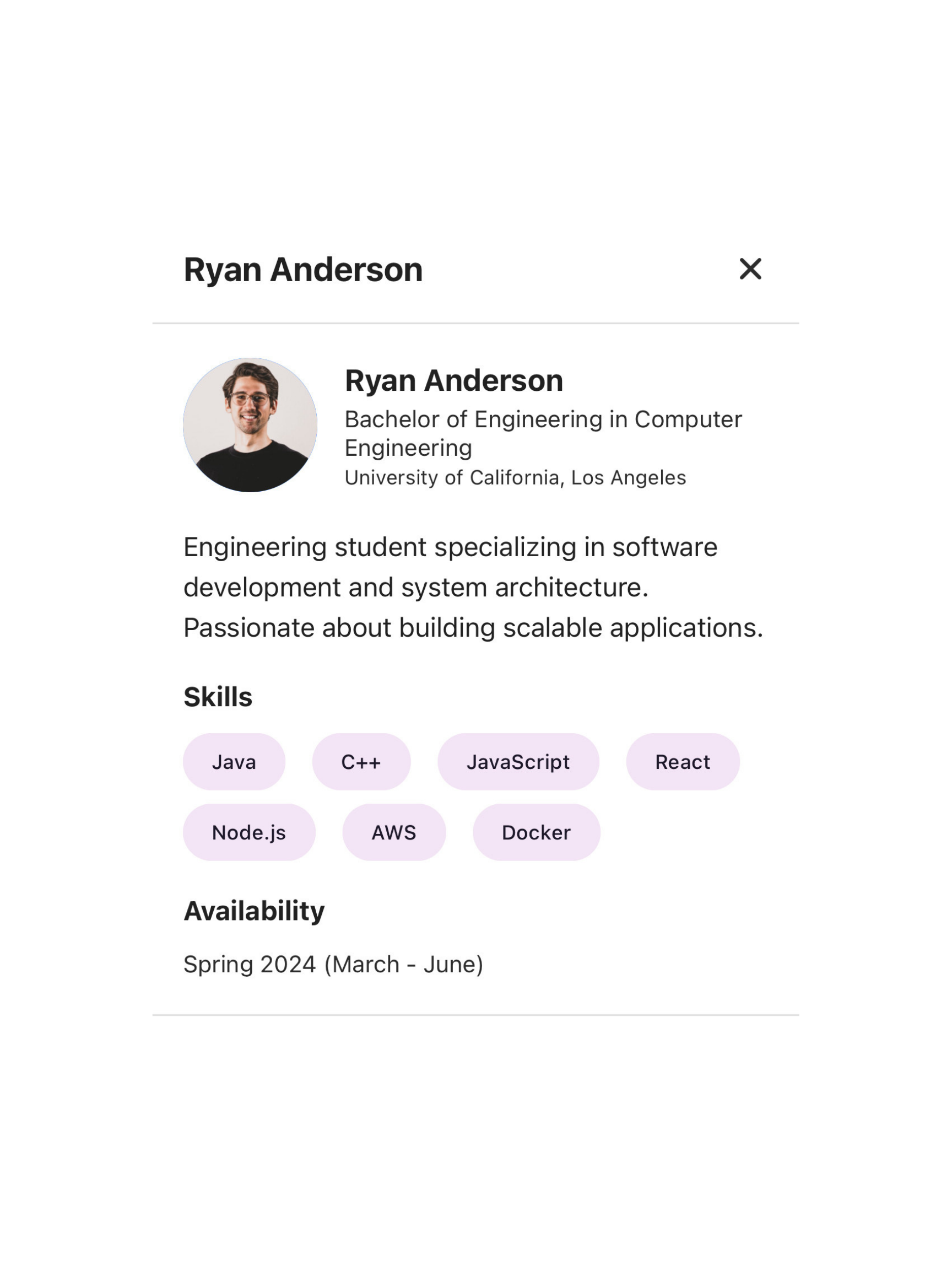 Fliptern Profile Interface